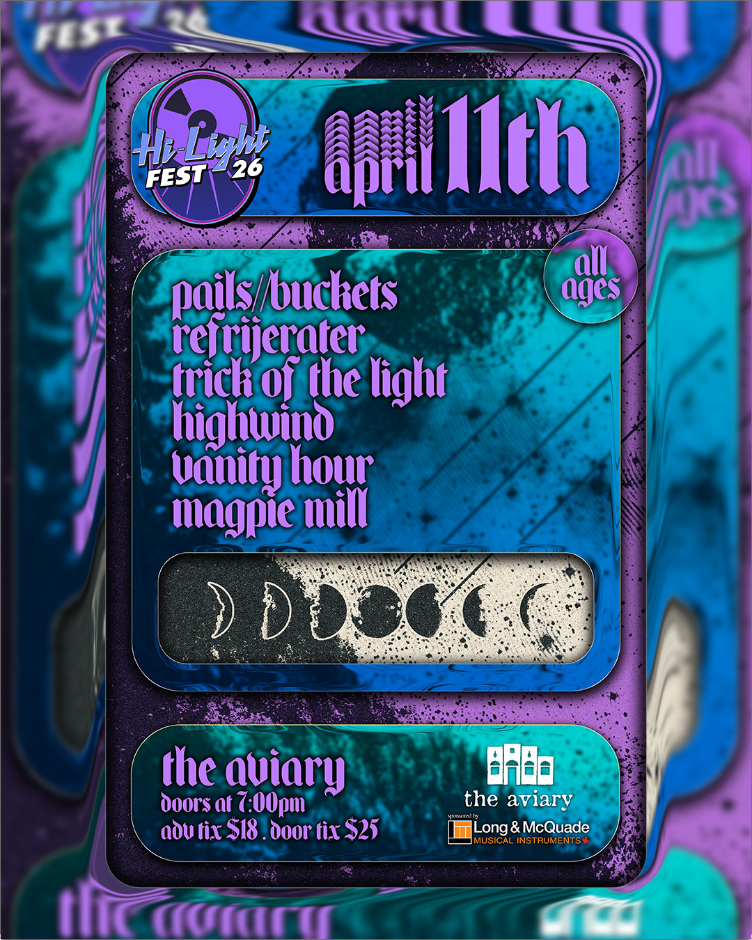 Hi-Light Festival w. Pails/Buckets, Refrijerater, Trick of the Light, Highwind, Vanity Hour & Magpie Mill @ The Aviary!